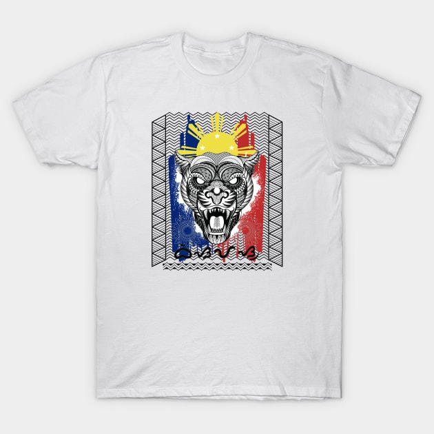 Philippine Flag Tribal line Art Tiger / Baybayin word Bisayas (Visayas) T-Shirt by Pirma Pinas